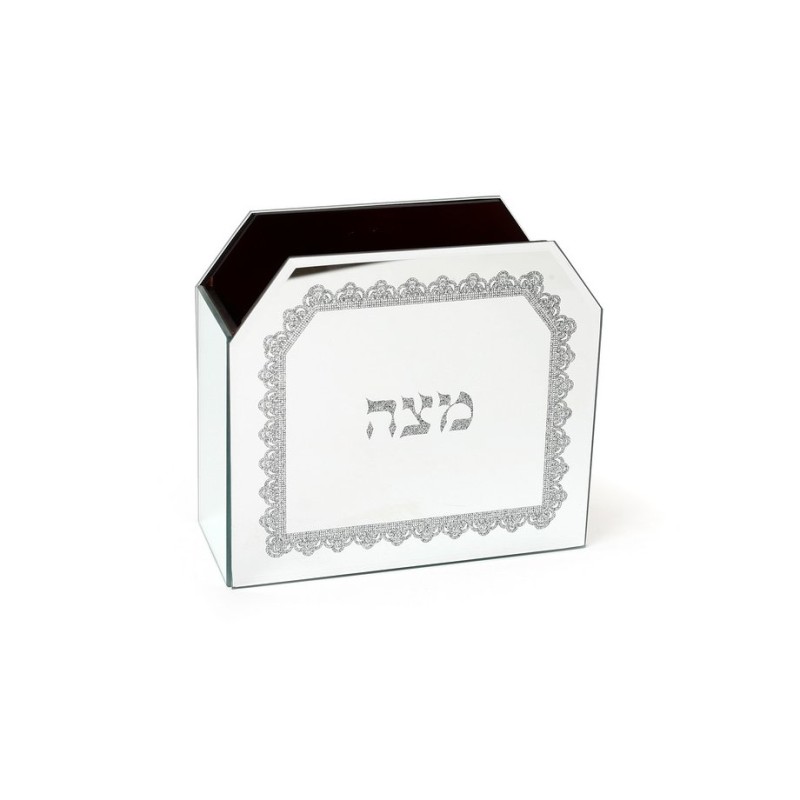 Wood and Crystal Upright Matzah Stand Lac... | Jewish Gift from Israel