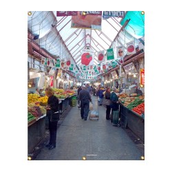 Panoramic Machane Yehuda Sukkah Single Wall Pa... | Sukkah Decorations