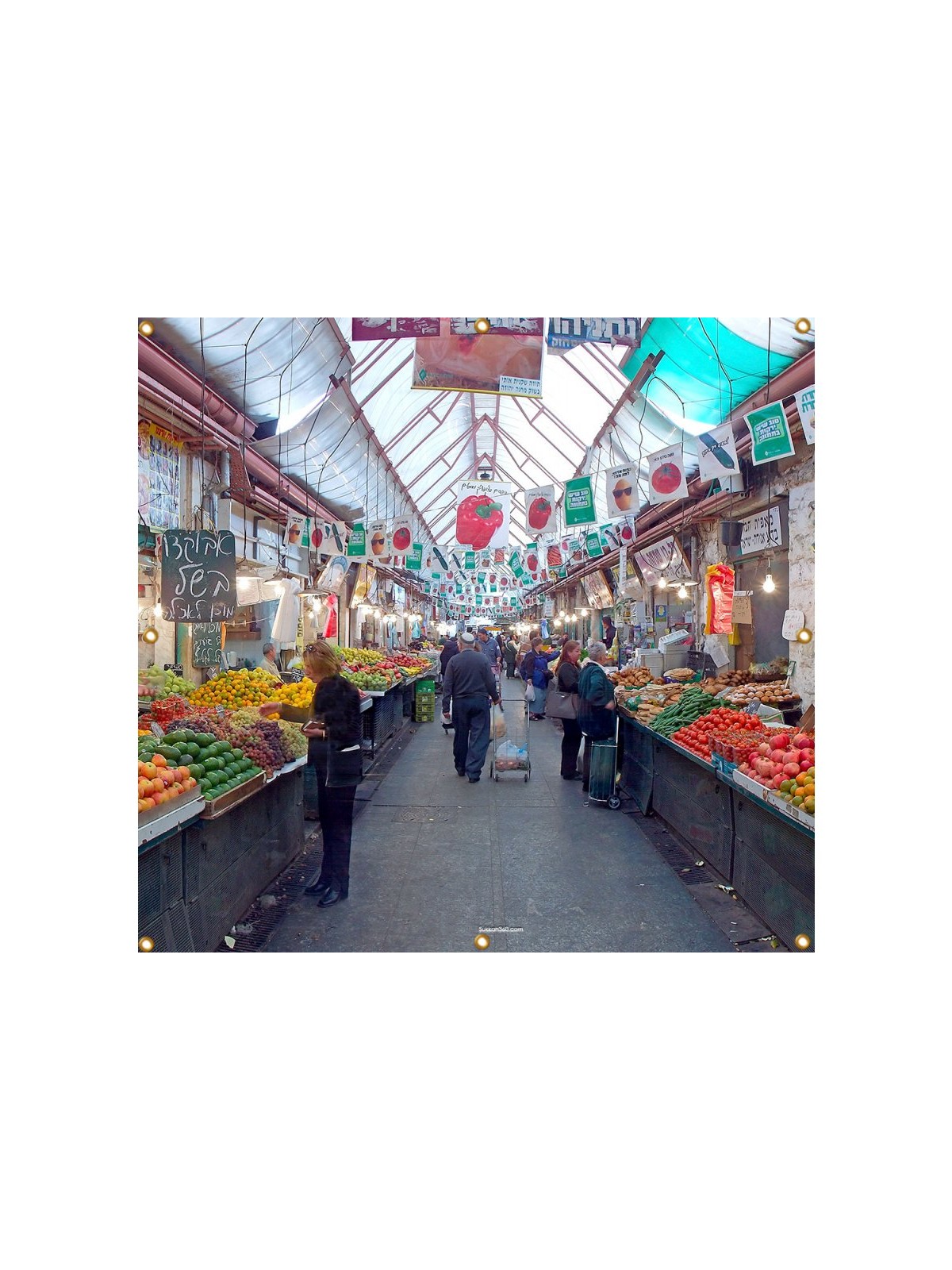 Panoramic Machane Yehuda Sukkah Single Wall Pa... | Sukkah Decorations