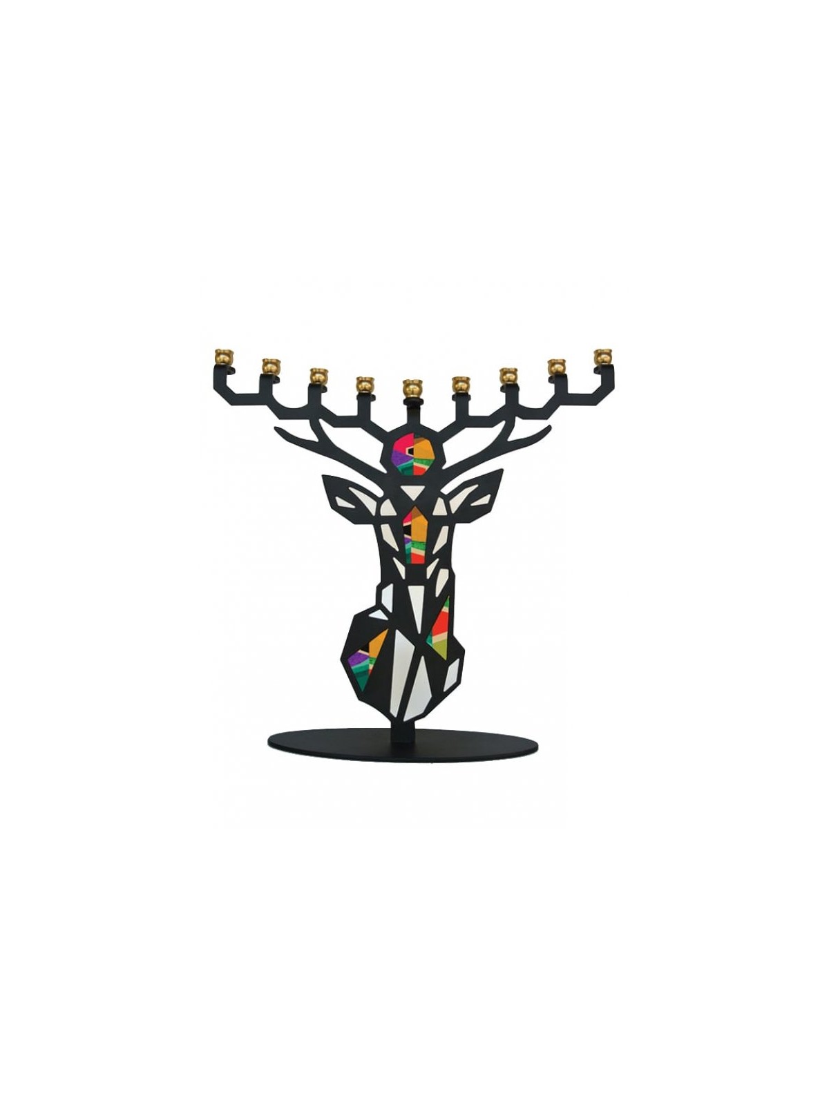 Iris Design Colorful Deer Enamel Hanukkah Menorah | Hanukkah Menorah