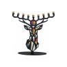 Iris Design Colorful Deer Enamel Hanukkah Menorah | Hanukkah Menorah
