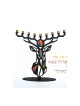 Iris Design Colorful Deer Enamel Hanukkah Menorah | Hanukkah Menorah