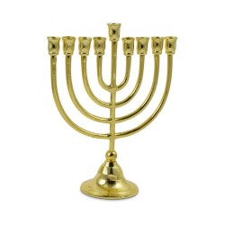 Gold Metal Chanukah Menorah Classic Design for C... | Hanukkah Menorah