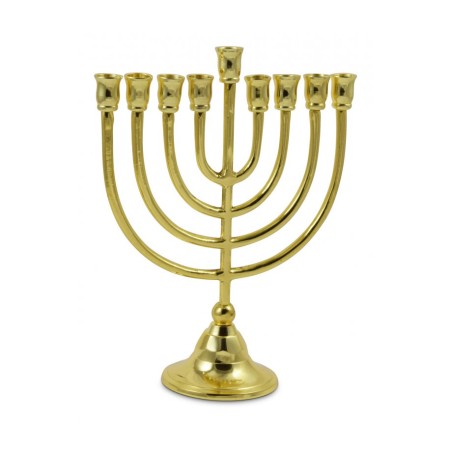 Gold Metal Chanukah Menorah Classic Design for C... | Hanukkah Menorah