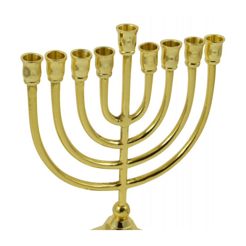 Gold Metal Chanukah Menorah Classic Design for C... | Hanukkah Menorah