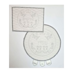 Faux Leather Off White Matzah Cover and ... | Matzah & Afikoman Covers