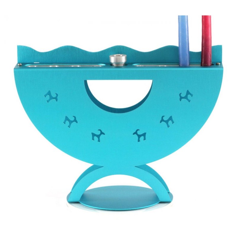 Shraga Landesman Aluminum Curved Hanukkah Menora... | Hanukkah Menorah