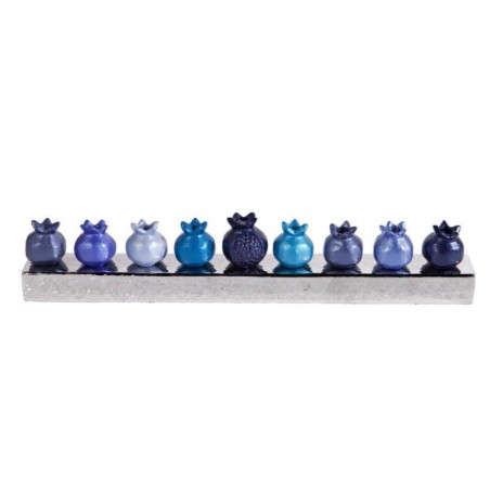 Yair Emanuel Pomegranate Hanukkah Menorah Anodiz... | Hanukkah Menorah
