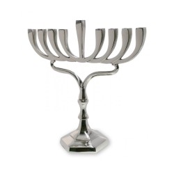 Nickel Silver Colored Chanukah Menorah Contempor... | Hanukkah Menorah
