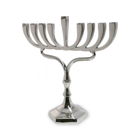 Nickel Silver Colored Chanukah Menorah Contempor... | Hanukkah Menorah