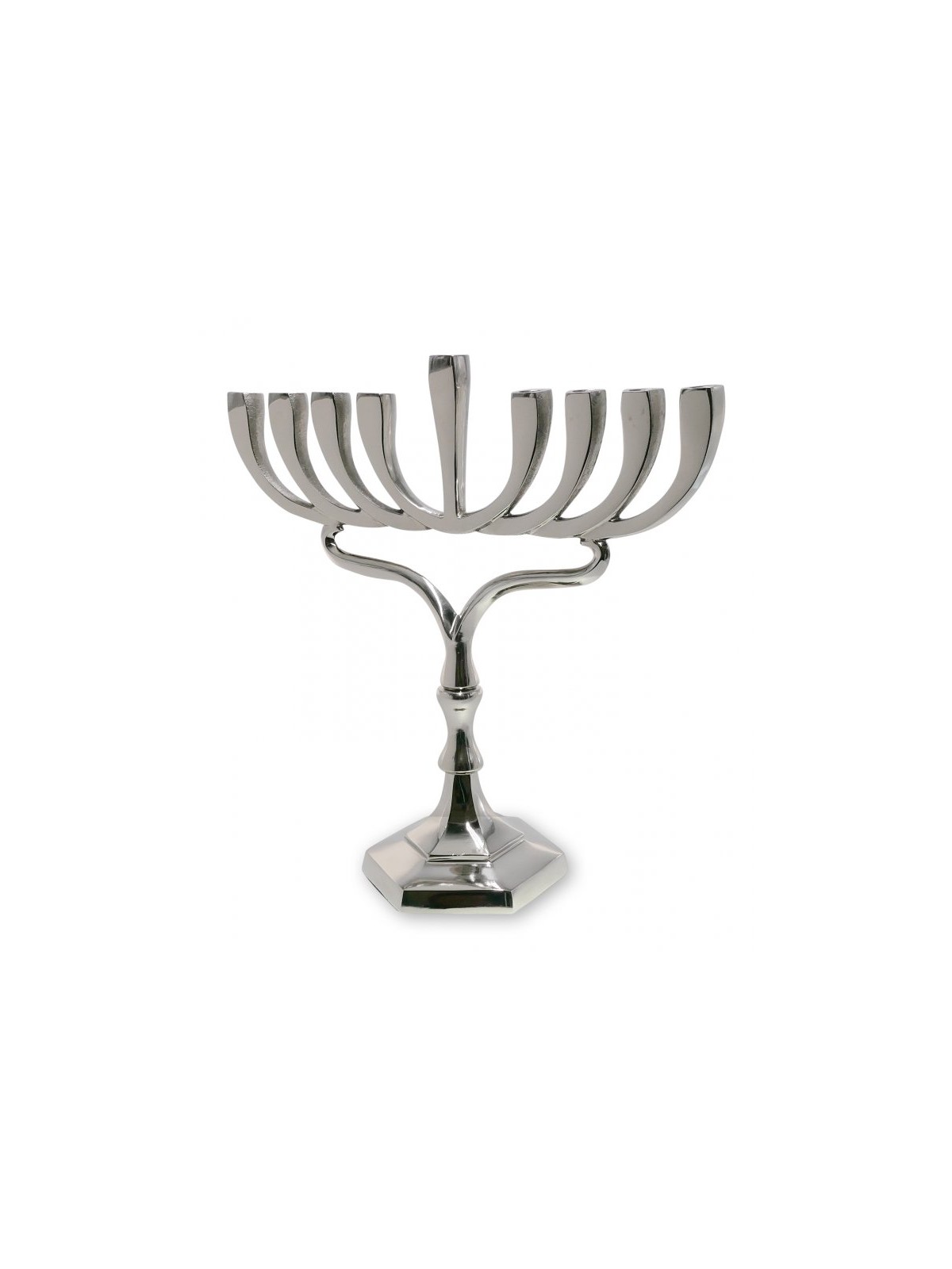 Nickel Silver Colored Chanukah Menorah Contempor... | Hanukkah Menorah