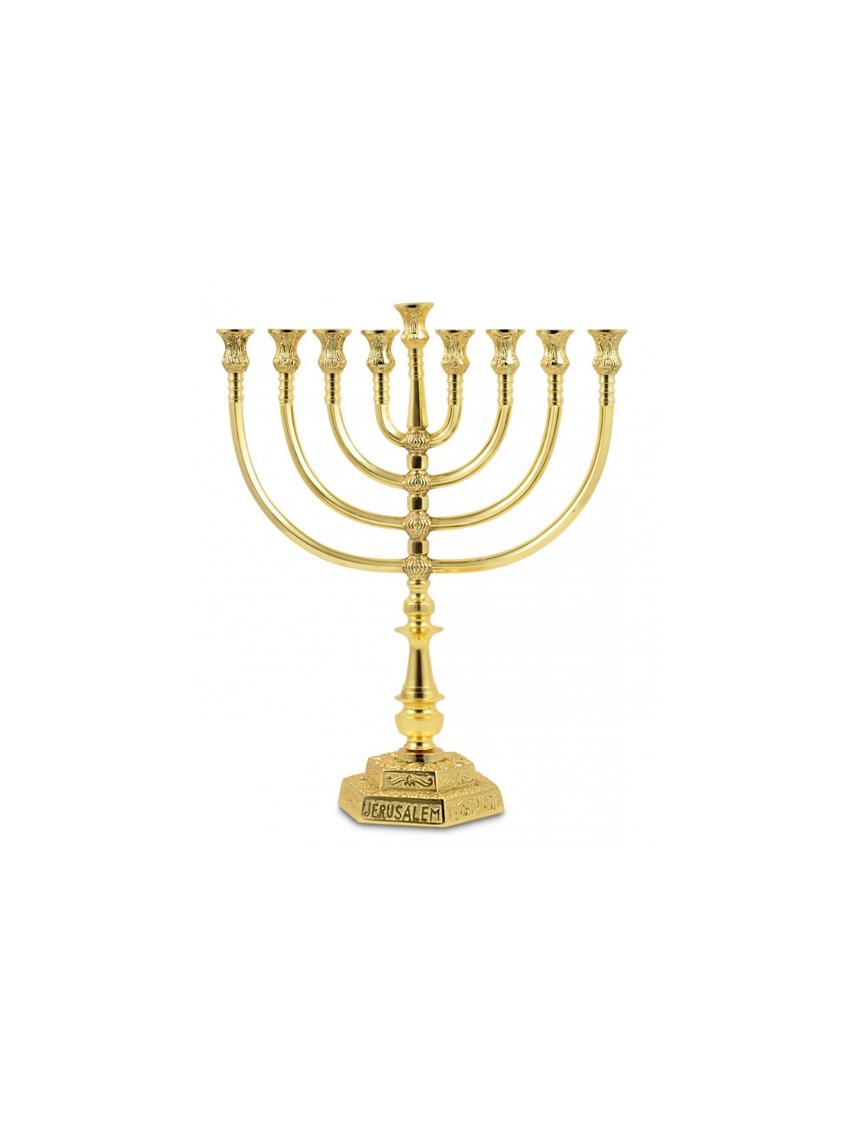 Large Gold Color Chanukah Menorah Filigree Desig... | Hanukkah Menorah