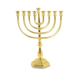 Large Gold Color Chanukah Menorah Filigree Desig... | Hanukkah Menorah