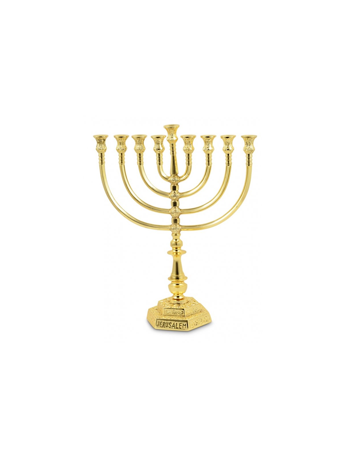 Large Gold Color Chanukah Menorah Filigree Desig... | Hanukkah Menorah