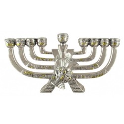 Silver Plated Polyresin Chanukah Menorah with Go... | Hanukkah Menorah