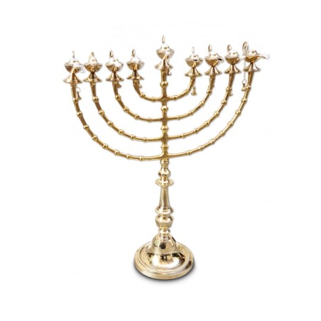 Extra Large Gold Color Chanukah Menorah with Dec... | Hanukkah Menorah