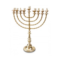 Extra Large Gold Color Chanukah Menorah with Dec... | Hanukkah Menorah