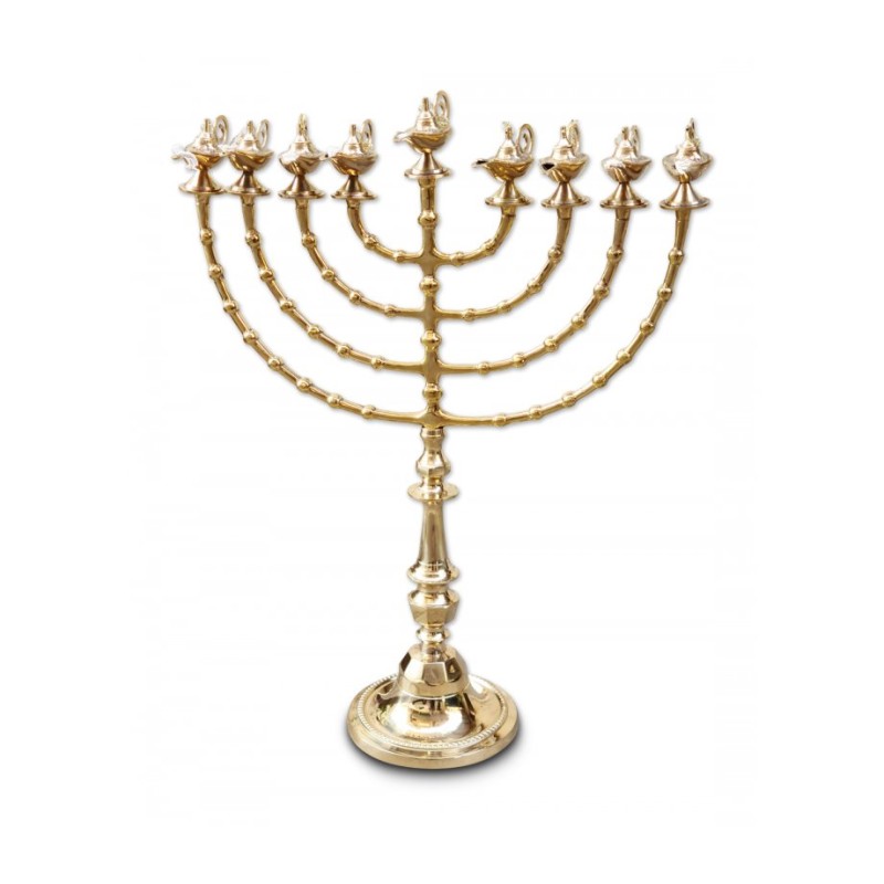 Extra Large Gold Color Chanukah Menorah with Dec... | Hanukkah Menorah