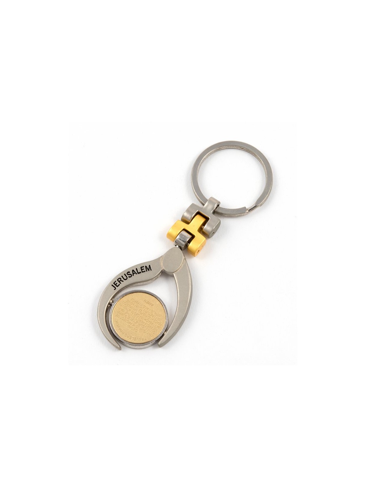 Judaic Keychain with Engraved Jerusalem Travele... | Judaica Keychains