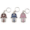 Colorful Hamsa Keychain Mazal in Hebrew with Fi... | Judaica Keychains