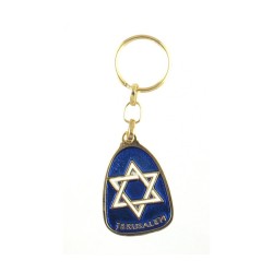Blue and Silver Pear Shaped Keychain Star of Da... | Judaica Keychains