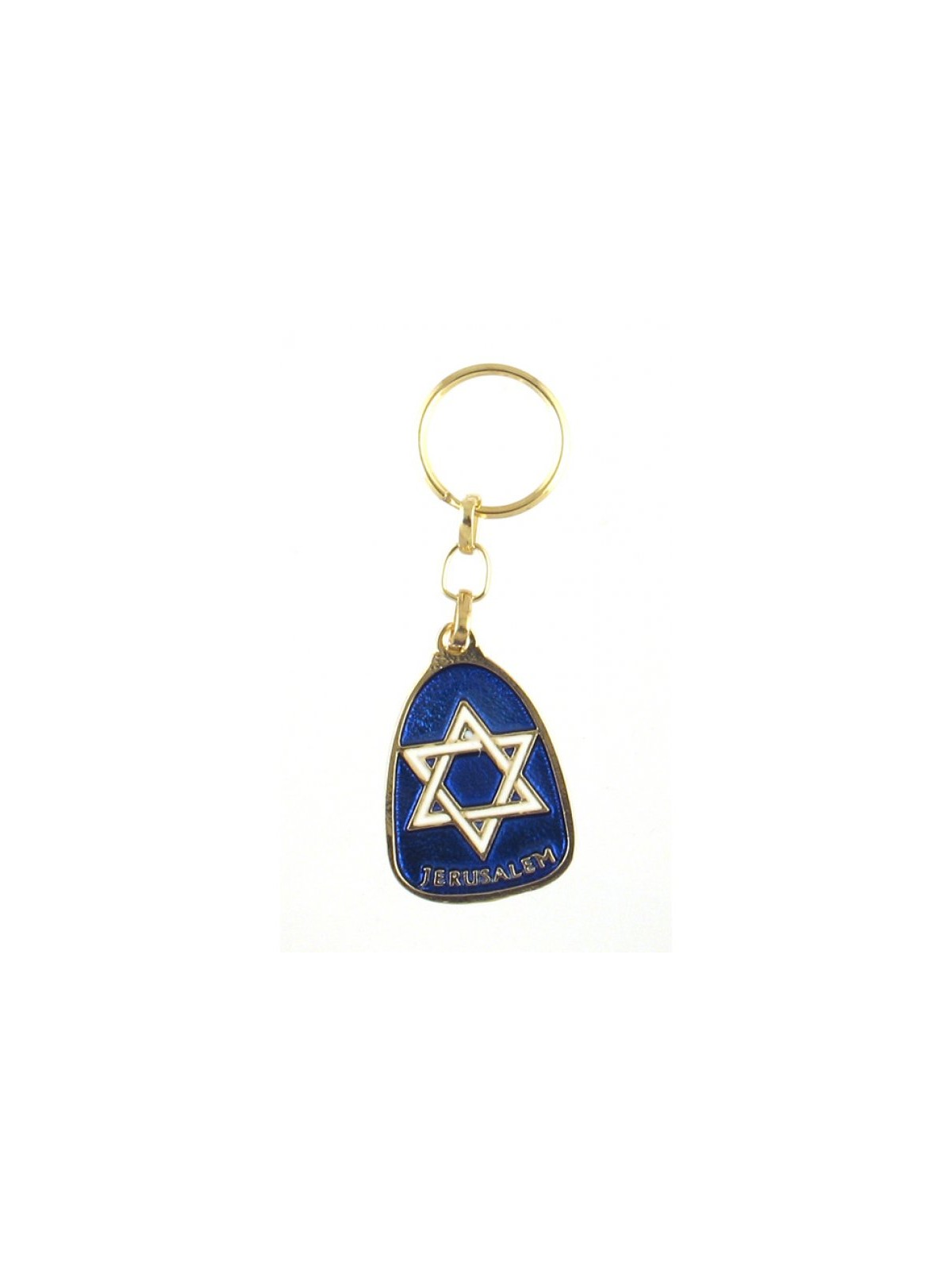 Blue and Silver Pear Shaped Keychain Star of Da... | Judaica Keychains