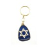 Blue and Silver Pear Shaped Keychain Star of Da... | Judaica Keychains