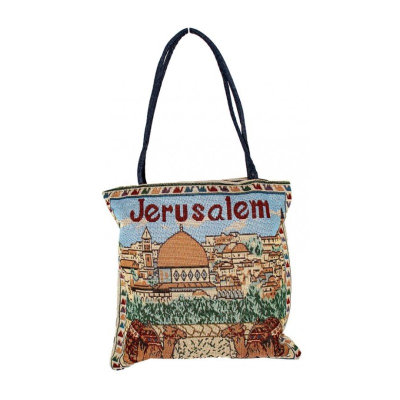 Colorfully Embroidered Tote Bag with Jeru... | Jewish Gift from Israel