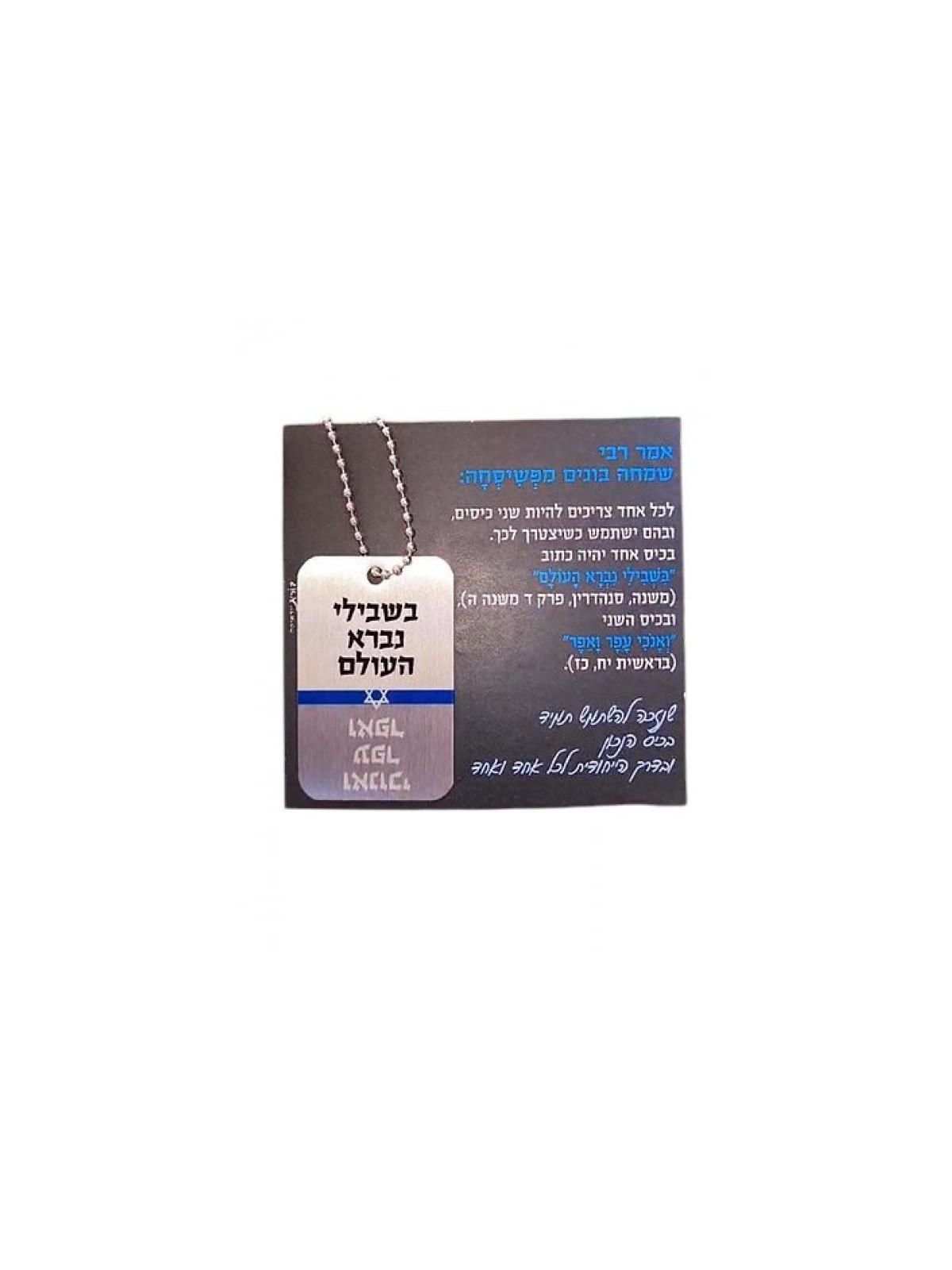 Dorit Judaica Dog Tag Necklace on Chain Hassidic Quo... | IDF Dog-Tags