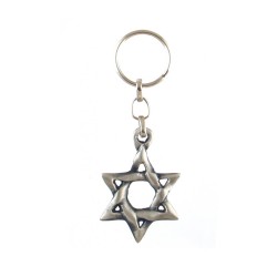 Classic Silver Star of David Keychain Pewter | Judaica Keychains