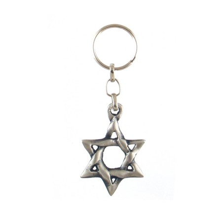 Classic Silver Star of David Keychain Pewter | Judaica Keychains