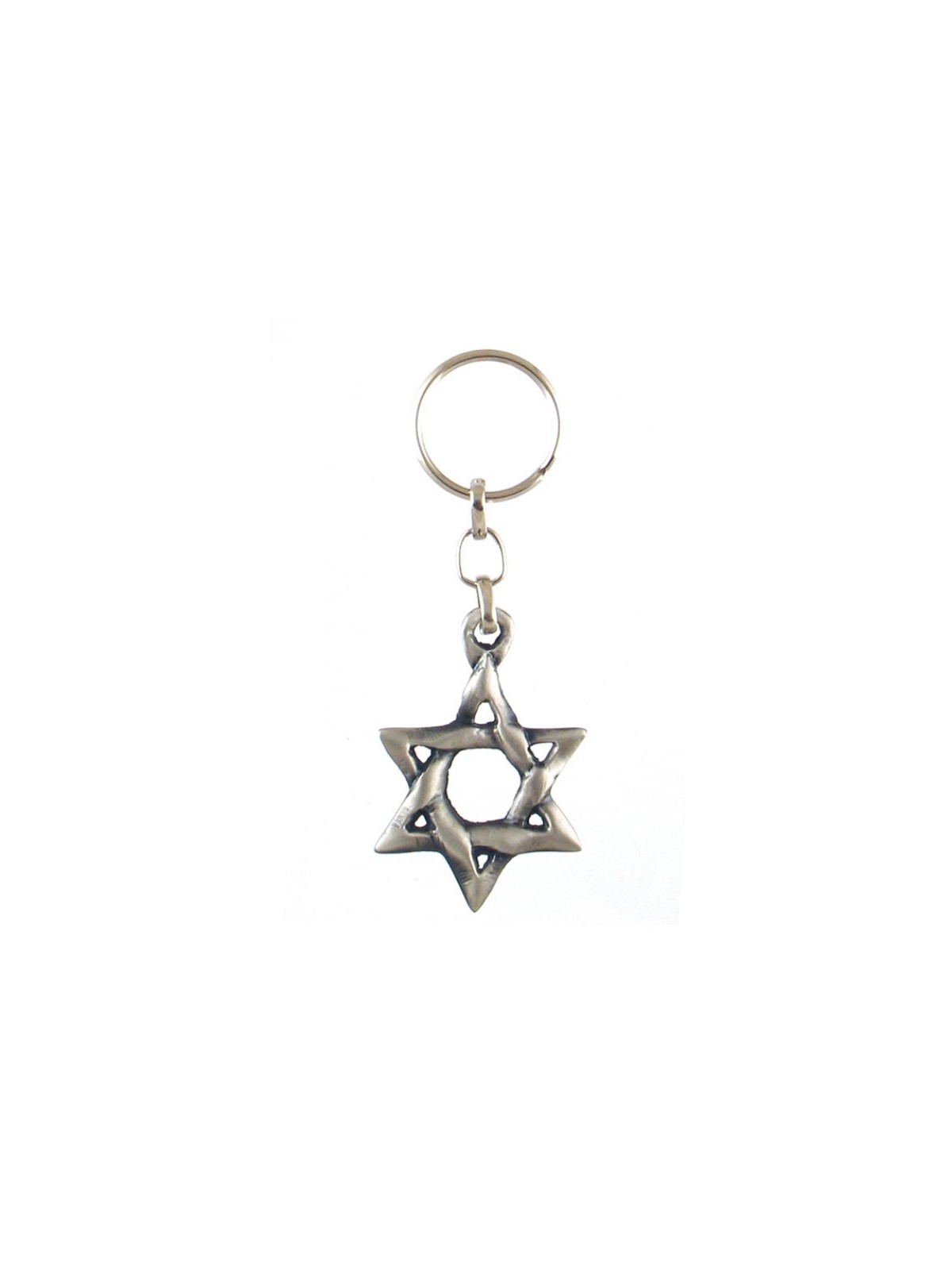 Classic Silver Star of David Keychain Pewter | Judaica Keychains