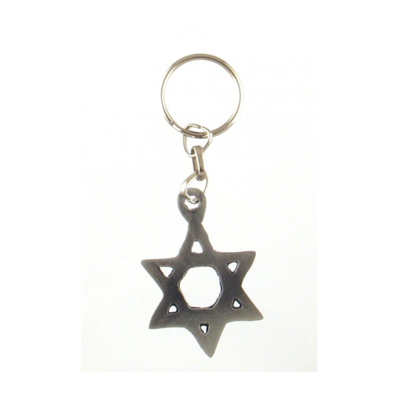 Classic Silver Star of David Keychain Pewter | Judaica Keychains