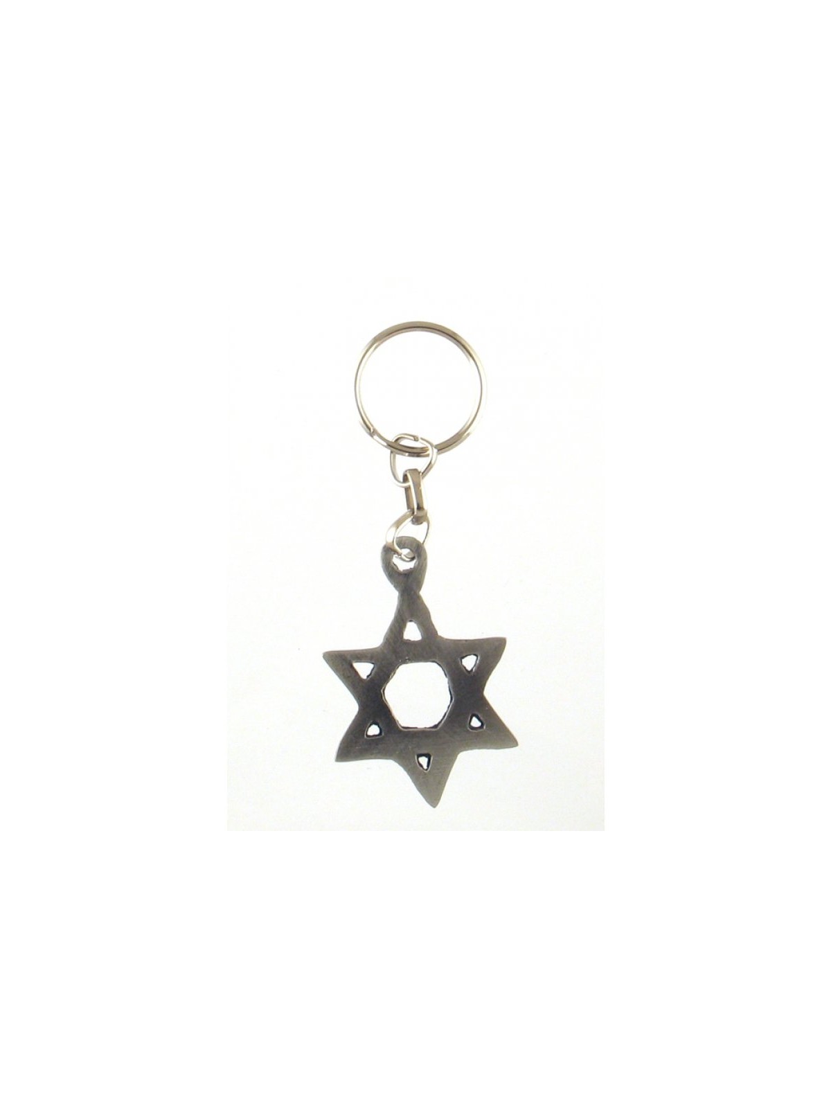 Classic Silver Star of David Keychain Pewter | Judaica Keychains