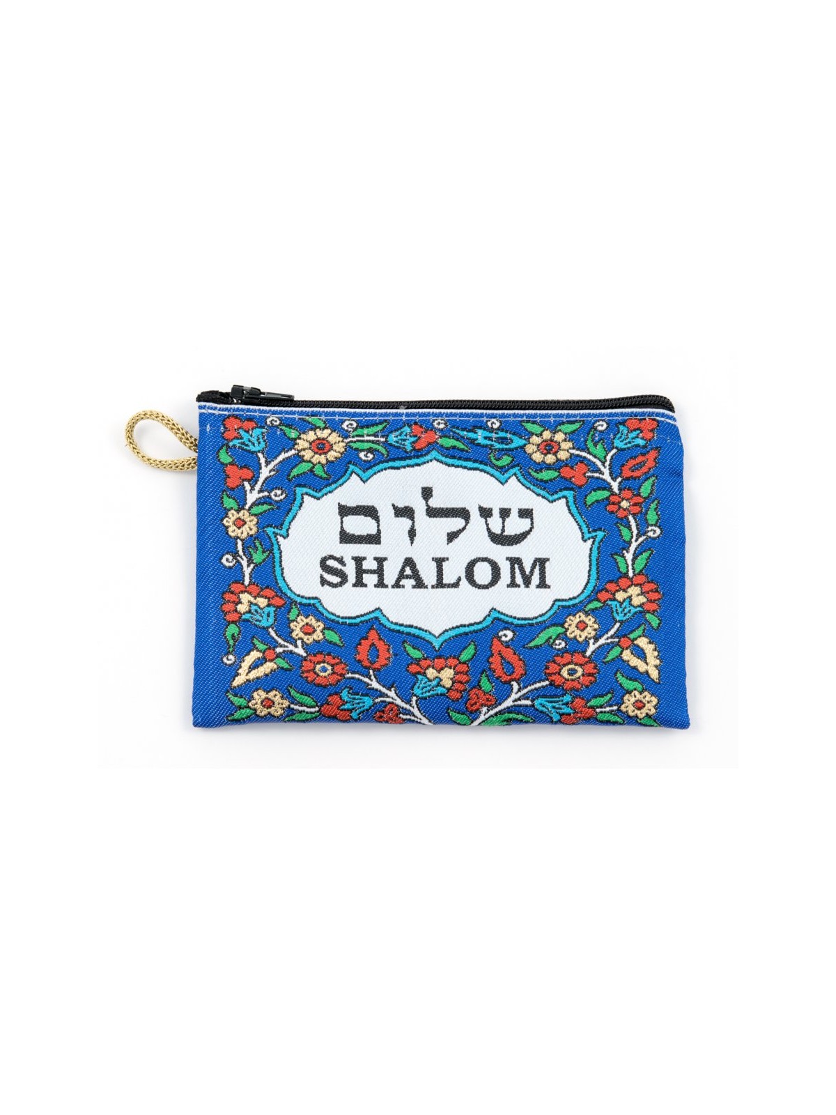Embroidered Zippered Cloth Purse Shalom P... | Jewish Gift from Israel