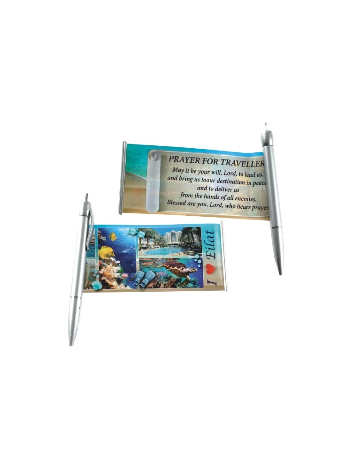 Silver Ballpoint Pen with Pullout Eilat Views and Tr... | Israeli Pens