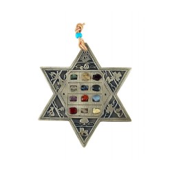 Star of David Wall Hanging with Twelve Tribe and Br... | Star of David