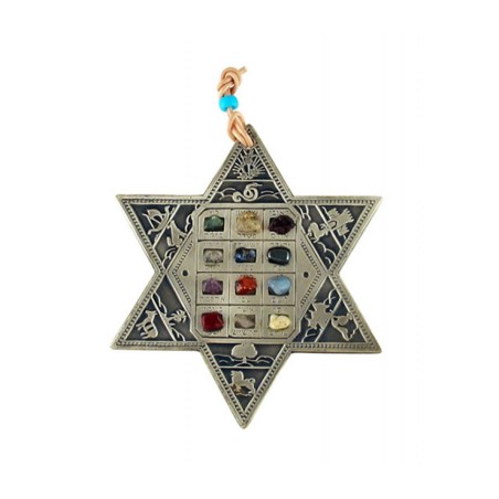 Star of David Wall Hanging with Twelve Tribe and Br... | Star of David