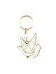 Gold Framed Metal Keychain White Dove with Shal... | Judaica Keychains