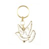 Gold Framed Metal Keychain White Dove with Shal... | Judaica Keychains