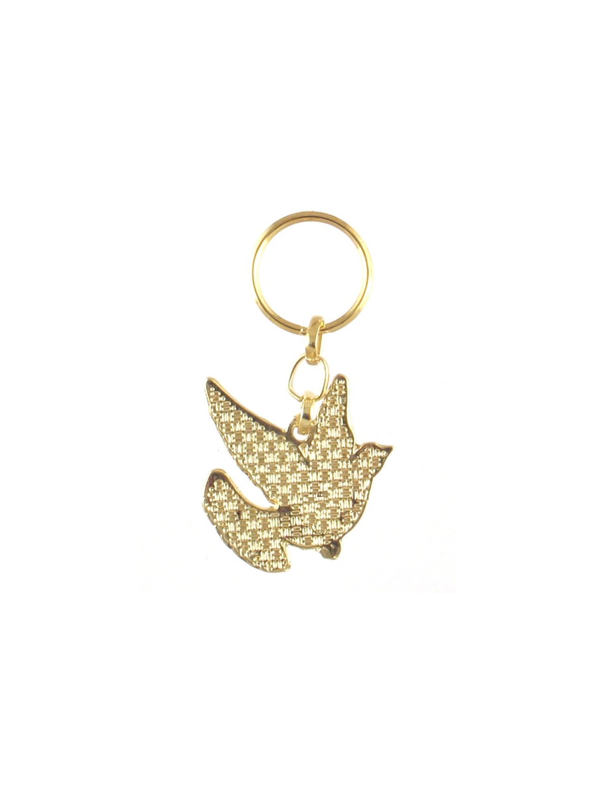 Gold Framed Metal Keychain White Dove with Shal... | Judaica Keychains