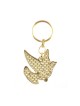 Gold Framed Metal Keychain White Dove with Shal... | Judaica Keychains