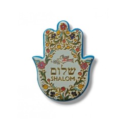 Textured Ceramic Hamsa Magnet Shalom with Dove of ... | Jewish Magnets