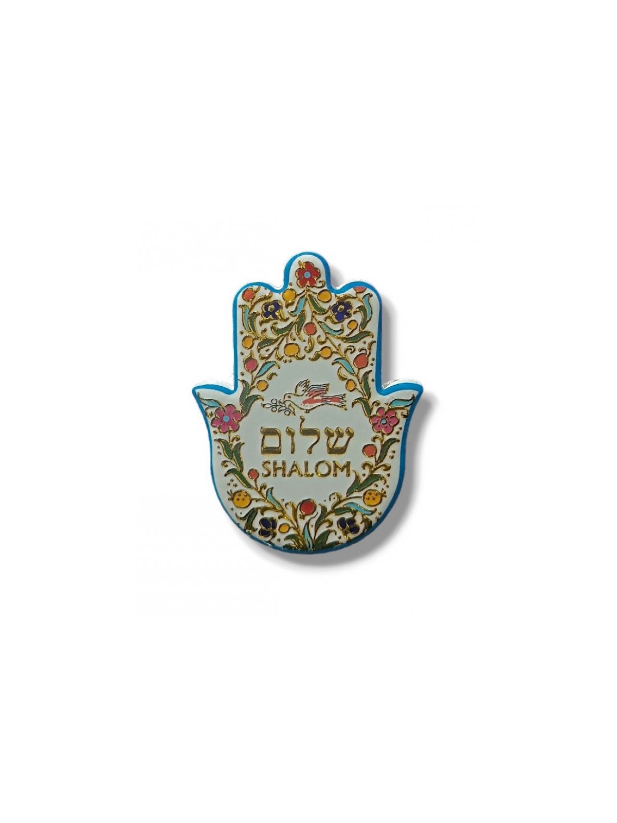 Textured Ceramic Hamsa Magnet Shalom with Dove of ... | Jewish Magnets