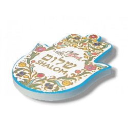 Textured Ceramic Hamsa Magnet Shalom with Dove of ... | Jewish Magnets