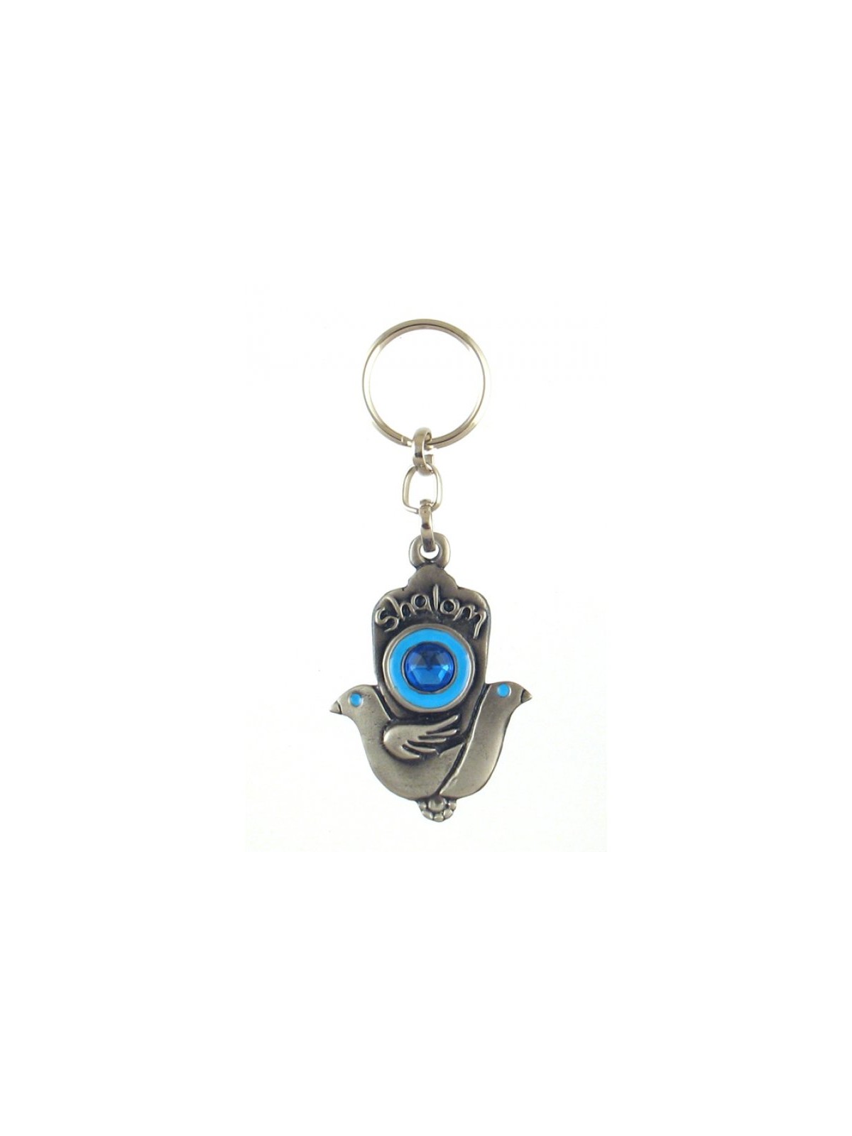Doves of Peace Keychain with Decorative Blue St... | Judaica Keychains