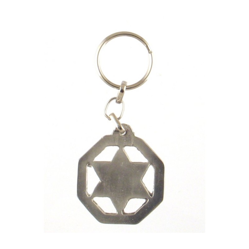 Keychain with Blue and White Star of David in 8... | Judaica Keychains
