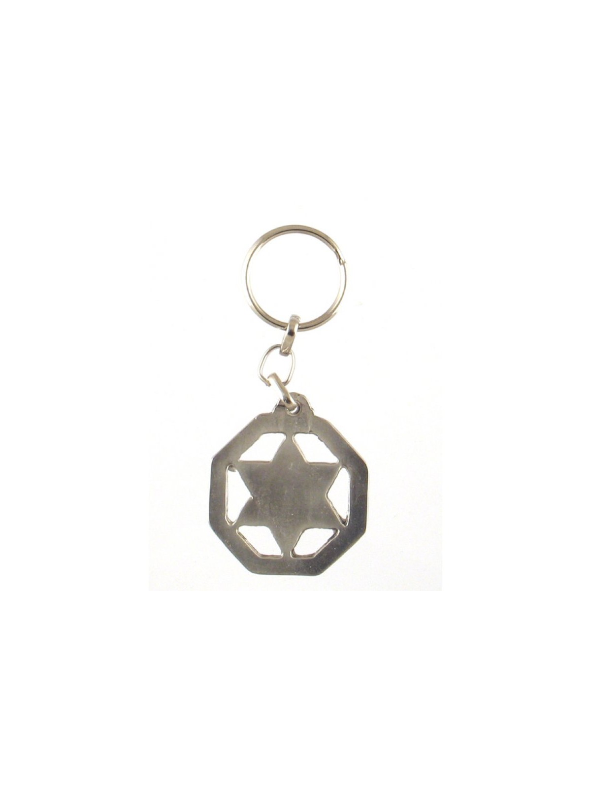 Keychain with Blue and White Star of David in 8... | Judaica Keychains