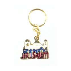 Colorful Metal Keychain Jerusalem Image | Judaica Keychains