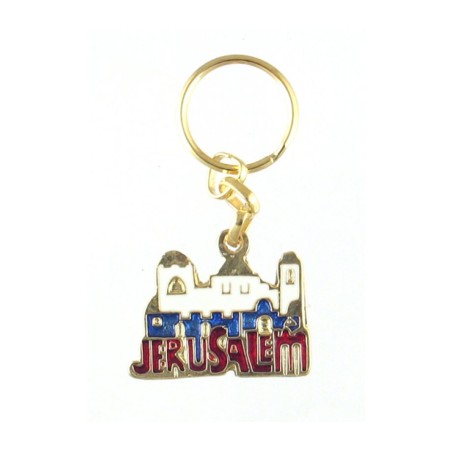 Colorful Metal Keychain Jerusalem Image | Judaica Keychains